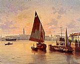 Jacques Carabain 'Un Soleil Couchant A Venise' painting